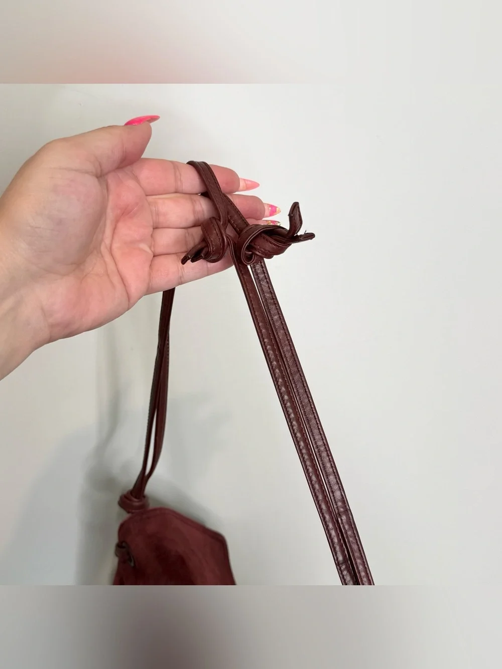 Vintage Bottega Veneta maroon suede and leather shoulder bag